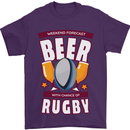 Weekend Forecast Beer Alcohol Rugby Funny Mens T-Shirt Cotton Gildan Purple