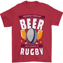 Weekend Forecast Beer Alcohol Rugby Funny Mens T-Shirt Cotton Gildan Red