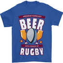 Weekend Forecast Beer Alcohol Rugby Funny Mens T-Shirt Cotton Gildan Royal Blue