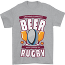 Weekend Forecast Beer Alcohol Rugby Funny Mens T-Shirt Cotton Gildan Sports Grey