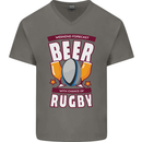 Weekend Forecast Beer Alcohol Rugby Funny Mens V-Neck Cotton T-Shirt Charcoal