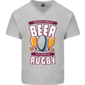 Weekend Forecast Beer Alcohol Rugby Funny Mens V-Neck Cotton T-Shirt Sports Grey