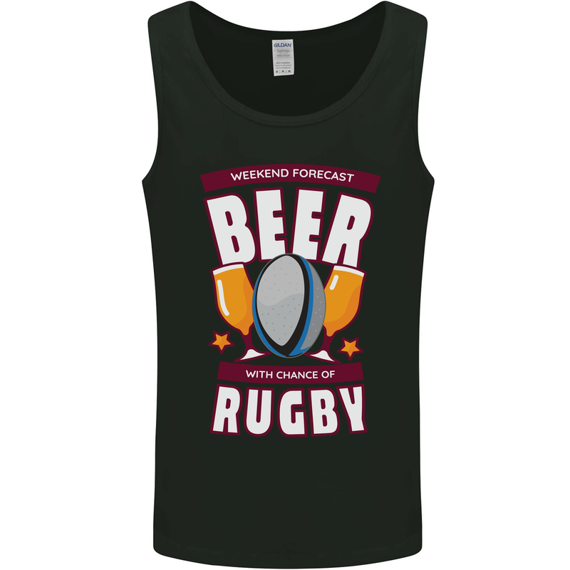 Weekend Forecast Beer Alcohol Rugby Funny Mens Vest Tank Top Black