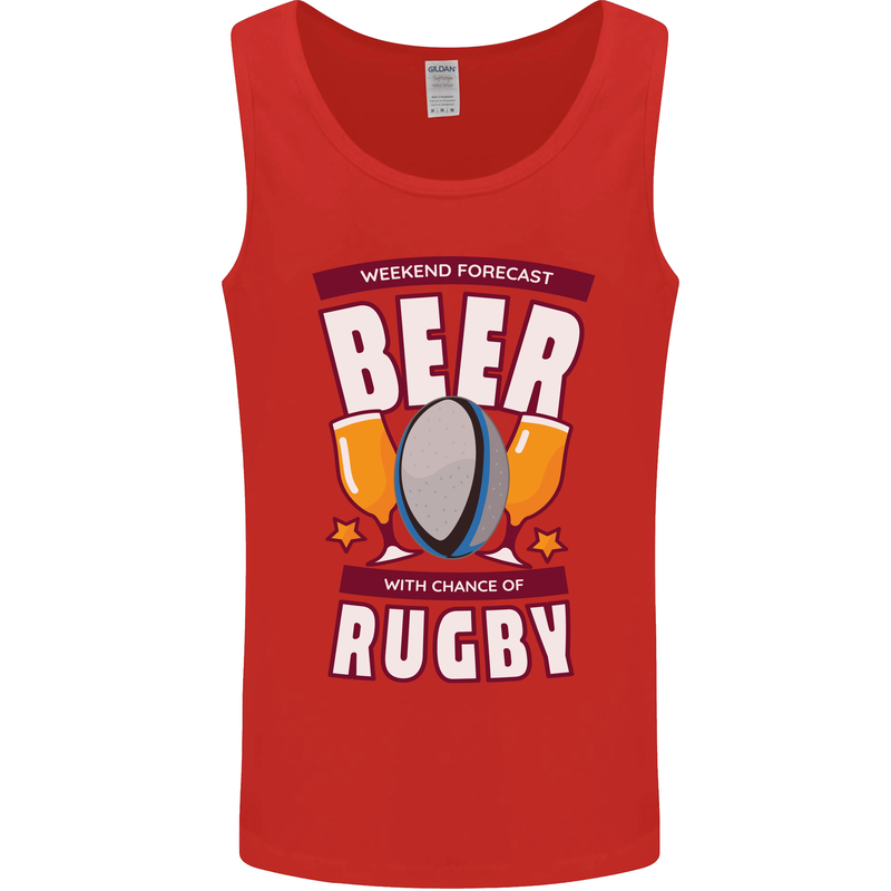 Weekend Forecast Beer Alcohol Rugby Funny Mens Vest Tank Top Red