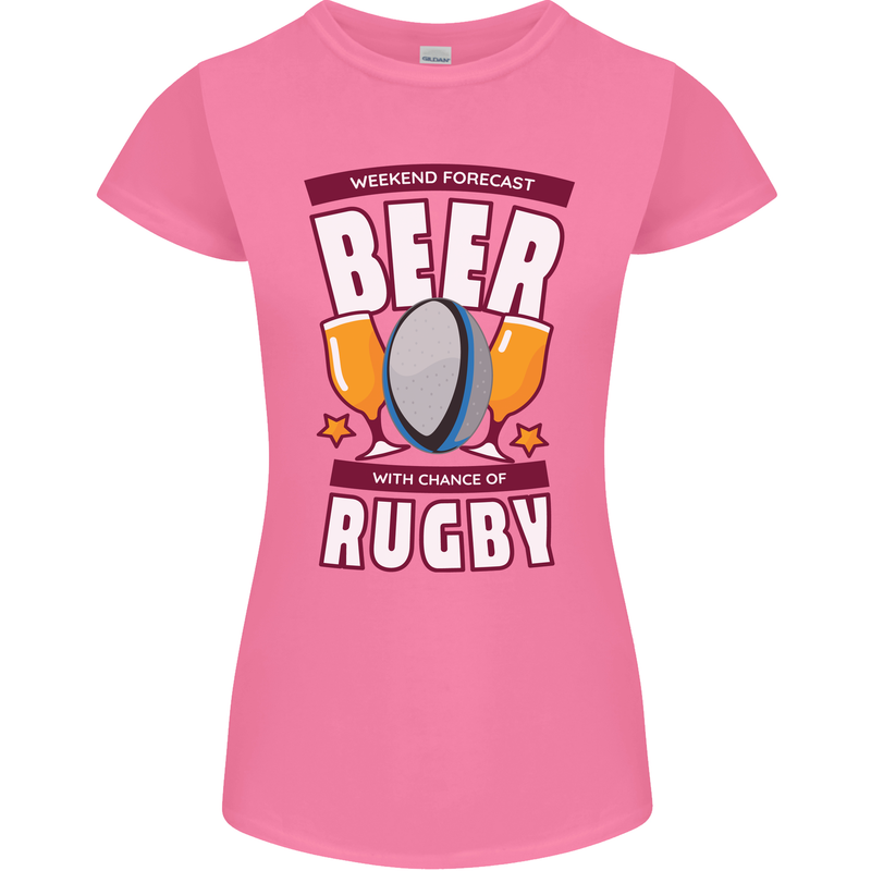 Weekend Forecast Beer Alcohol Rugby Funny Womens Petite Cut T-Shirt Azalea