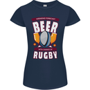 Weekend Forecast Beer Alcohol Rugby Funny Womens Petite Cut T-Shirt Navy Blue