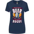 Weekend Forecast Beer Alcohol Rugby Funny Womens Wider Cut T-Shirt Navy Blue