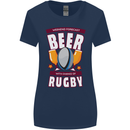 Weekend Forecast Beer Alcohol Rugby Funny Womens Wider Cut T-Shirt Navy Blue