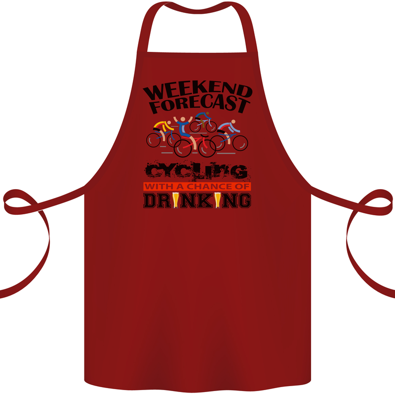 Weekend Forecast Cycling Cyclist Bicycle Cotton Apron 100% Organic Maroon