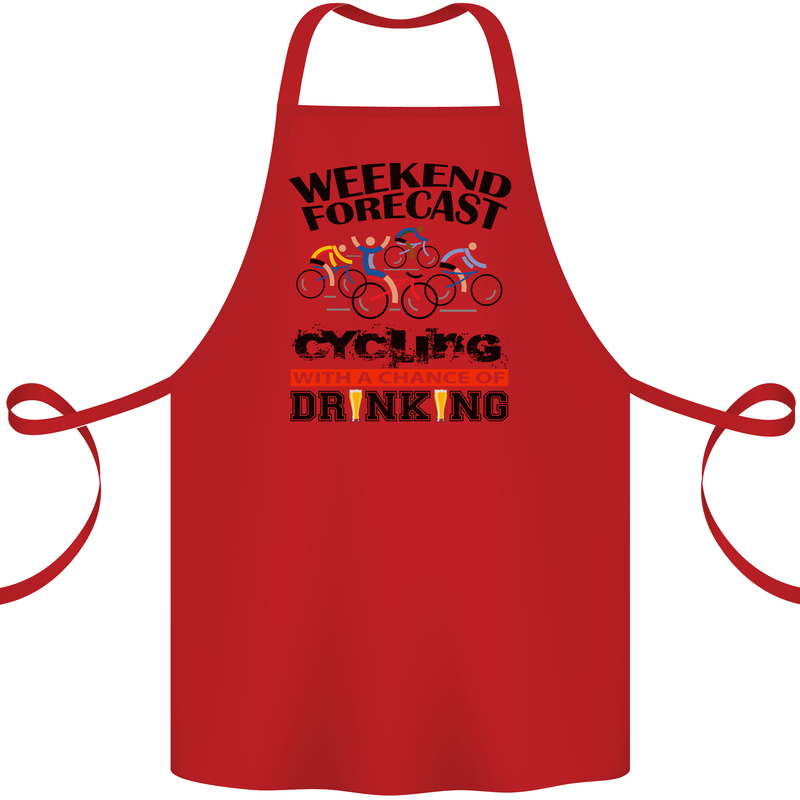 Weekend Forecast Cycling Cyclist Bicycle Cotton Apron 100% Organic Red