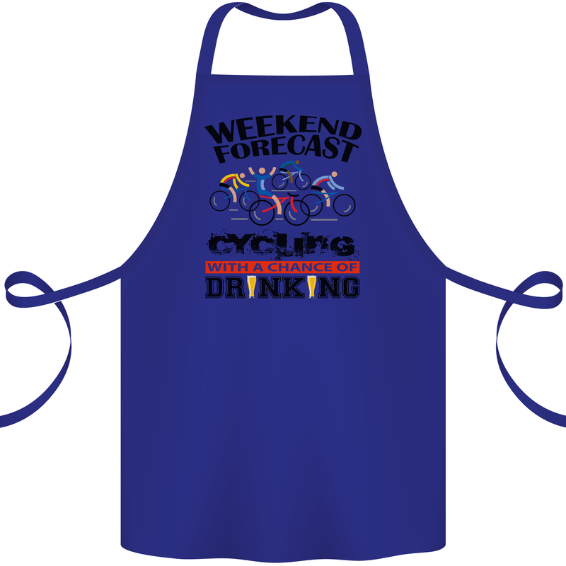 Weekend Forecast Cycling Cyclist Bicycle Cotton Apron 100% Organic Royal Blue