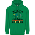 Weekend Forecast Cycling Cyclist Bicycle Mens 80% Cotton Hoodie Irish Green