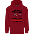 Weekend Forecast Cycling Cyclist Bicycle Mens 80% Cotton Hoodie Red