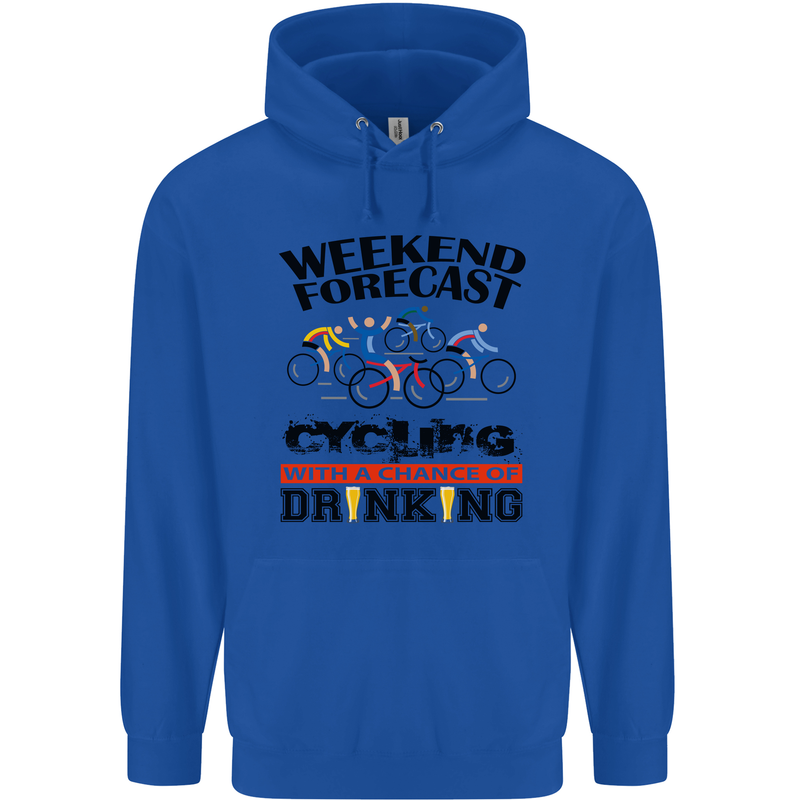 Weekend Forecast Cycling Cyclist Bicycle Mens 80% Cotton Hoodie Royal Blue