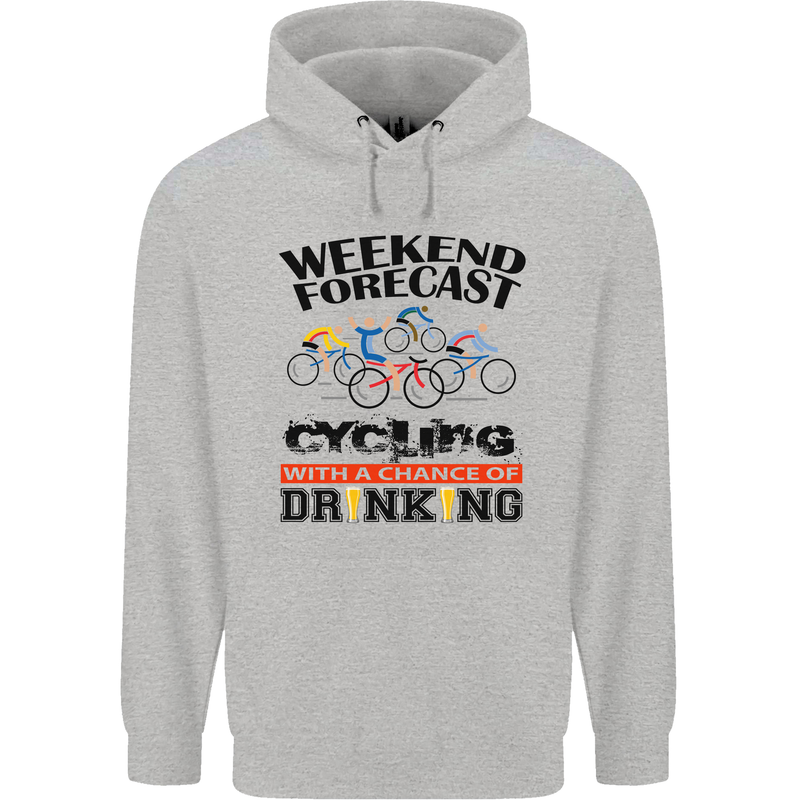 Weekend Forecast Cycling Cyclist Bicycle Mens 80% Cotton Hoodie Sports Grey