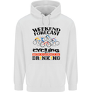 Weekend Forecast Cycling Cyclist Bicycle Mens 80% Cotton Hoodie White