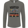 Weekend Forecast Cycling Cyclist Bicycle Mens Long Sleeve T-Shirt Charcoal
