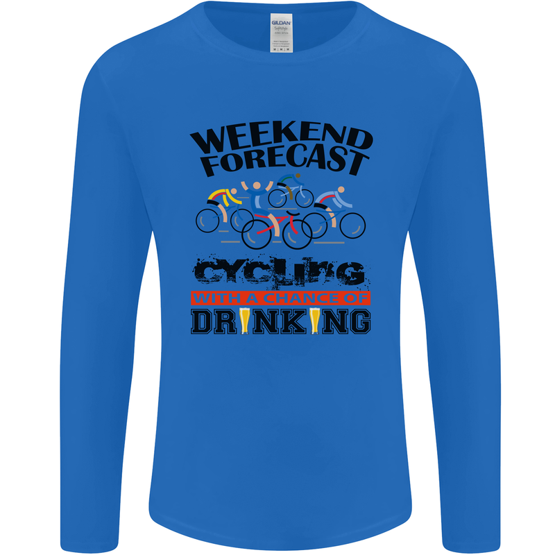 Weekend Forecast Cycling Cyclist Bicycle Mens Long Sleeve T-Shirt Royal Blue