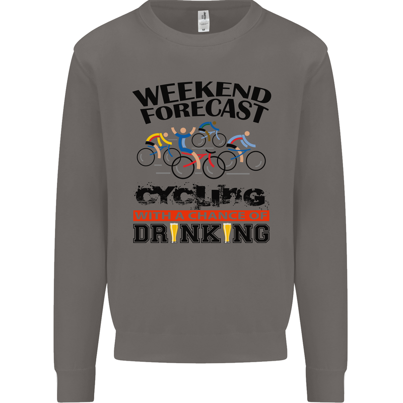 Weekend Forecast Cycling Cyclist Bicycle Mens Sweatshirt Jumper Charcoal