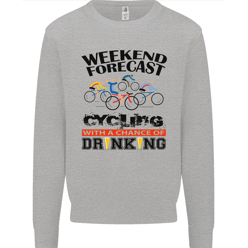 Weekend Forecast Cycling Cyclist Bicycle Mens Sweatshirt Jumper Sports Grey