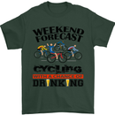 Weekend Forecast Cycling Cyclist Bicycle Mens T-Shirt Cotton Gildan Forest Green