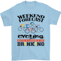 Weekend Forecast Cycling Cyclist Bicycle Mens T-Shirt Cotton Gildan Light Blue