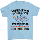 Weekend Forecast Cycling Cyclist Bicycle Mens T-Shirt Cotton Gildan Light Blue