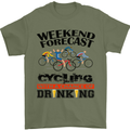 Weekend Forecast Cycling Cyclist Bicycle Mens T-Shirt Cotton Gildan Military Green