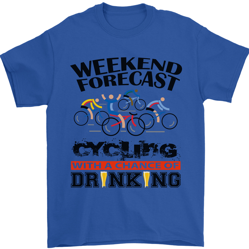 Weekend Forecast Cycling Cyclist Bicycle Mens T-Shirt Cotton Gildan Royal Blue