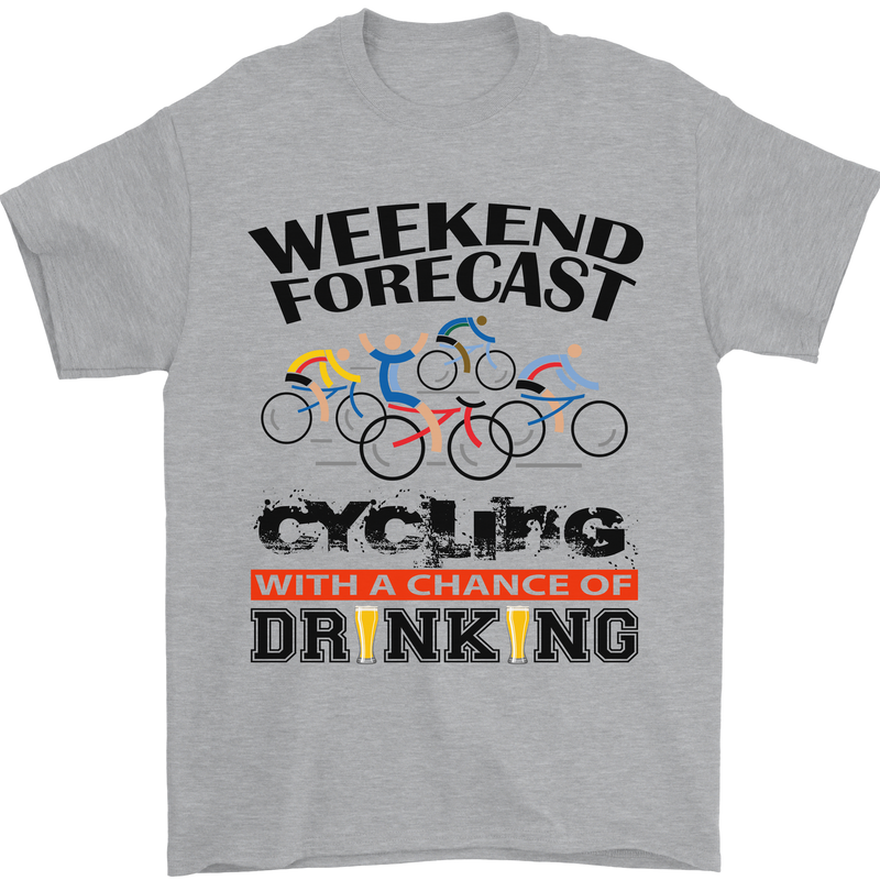 Weekend Forecast Cycling Cyclist Bicycle Mens T-Shirt Cotton Gildan Sports Grey