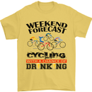 Weekend Forecast Cycling Cyclist Bicycle Mens T-Shirt Cotton Gildan Yellow