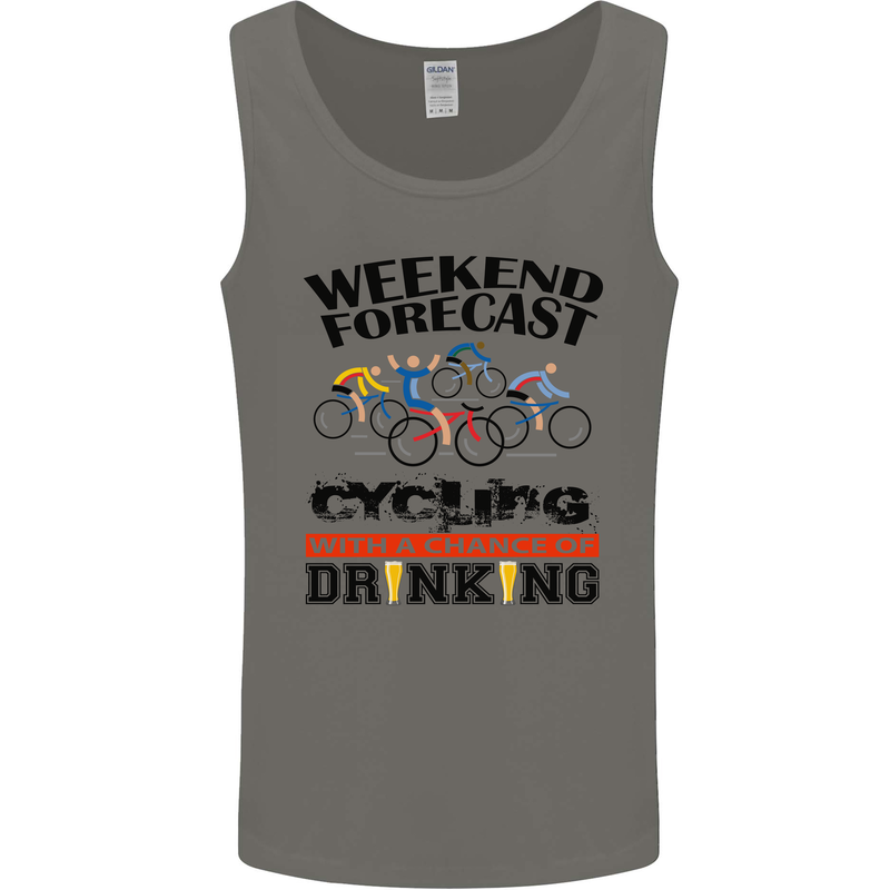 Weekend Forecast Cycling Cyclist Bicycle Mens Vest Tank Top Charcoal