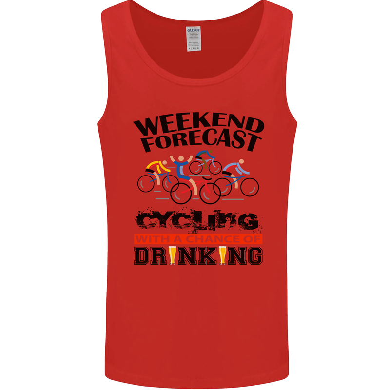 Weekend Forecast Cycling Cyclist Bicycle Mens Vest Tank Top Red