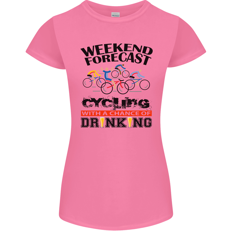 Weekend Forecast Cycling Cyclist Bicycle Womens Petite Cut T-Shirt Azalea