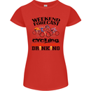 Weekend Forecast Cycling Cyclist Bicycle Womens Petite Cut T-Shirt Red