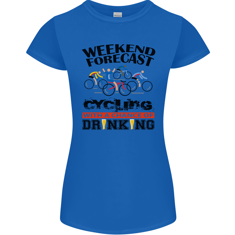 Weekend Forecast Cycling Cyclist Bicycle Womens Petite Cut T-Shirt Royal Blue