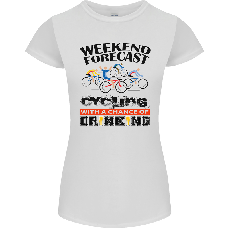 Weekend Forecast Cycling Cyclist Bicycle Womens Petite Cut T-Shirt White