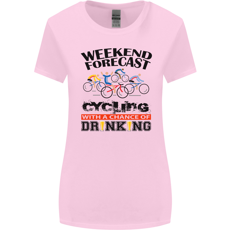 Weekend Forecast Cycling Cyclist Bicycle Womens Wider Cut T-Shirt Light Pink