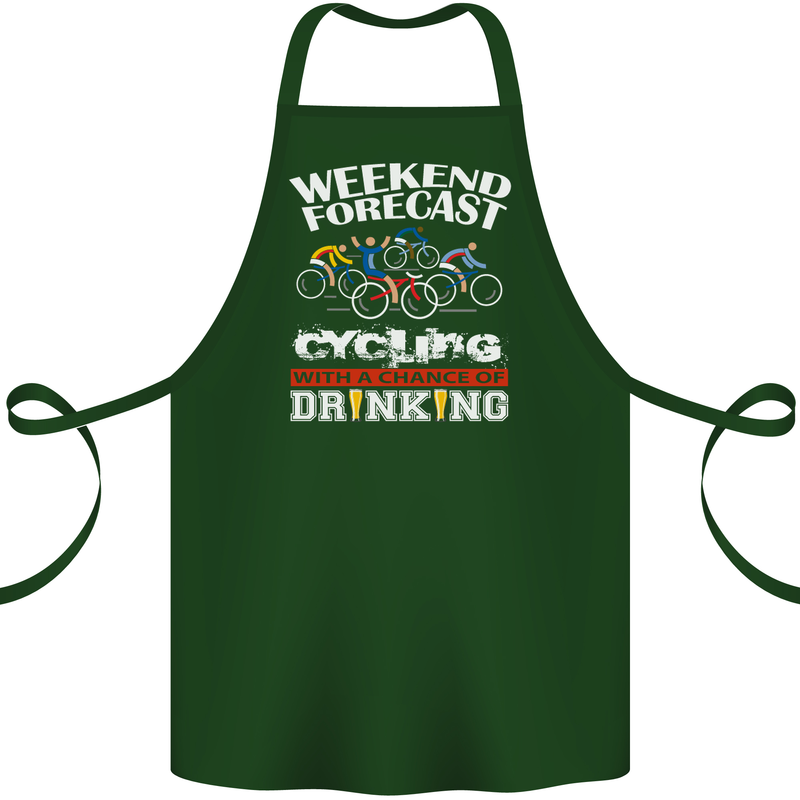 Weekend Forecast Cycling Cyclist Funny Cotton Apron 100% Organic Forest Green