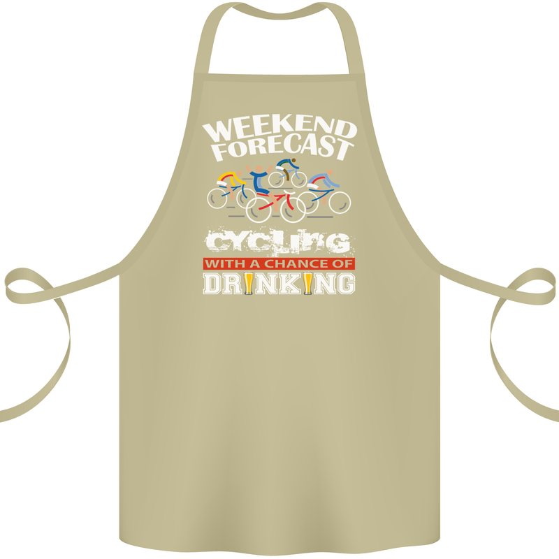 Weekend Forecast Cycling Cyclist Funny Cotton Apron 100% Organic Khaki