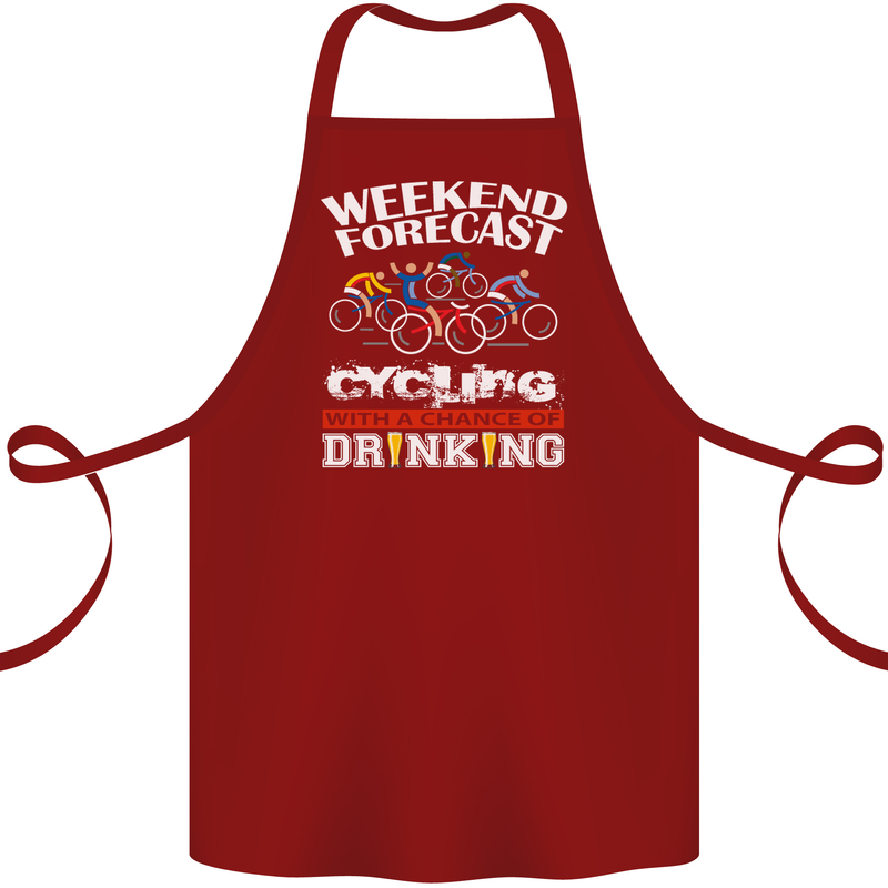 Weekend Forecast Cycling Cyclist Funny Cotton Apron 100% Organic Maroon