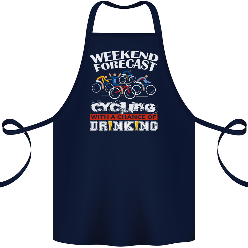 Weekend Forecast Cycling Cyclist Funny Cotton Apron 100% Organic Navy Blue