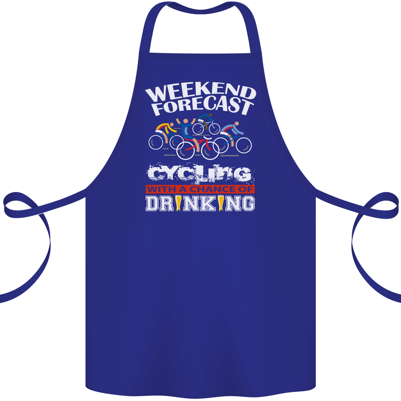 Weekend Forecast Cycling Cyclist Funny Cotton Apron 100% Organic Royal Blue