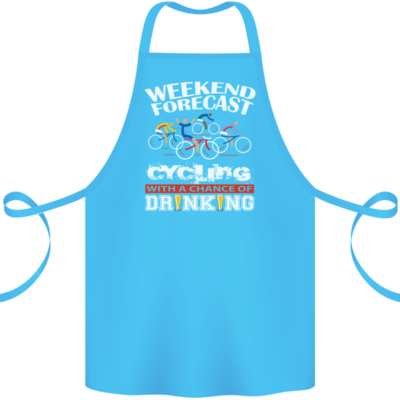 Weekend Forecast Cycling Cyclist Funny Cotton Apron 100% Organic Turquoise