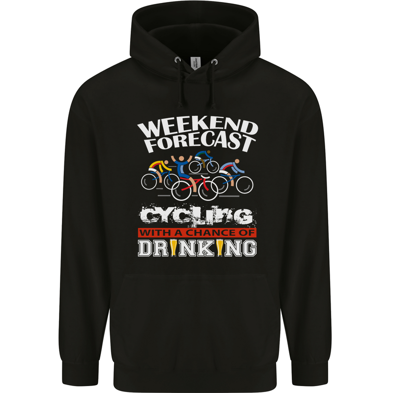 Weekend Forecast Cycling Cyclist Funny Mens 80% Cotton Hoodie Black