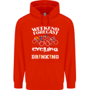 Weekend Forecast Cycling Cyclist Funny Mens 80% Cotton Hoodie Bright Red
