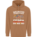 Weekend Forecast Cycling Cyclist Funny Mens 80% Cotton Hoodie Caramel Latte