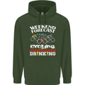 Weekend Forecast Cycling Cyclist Funny Mens 80% Cotton Hoodie Forest Green