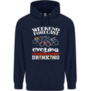 Weekend Forecast Cycling Cyclist Funny Mens 80% Cotton Hoodie Navy Blue