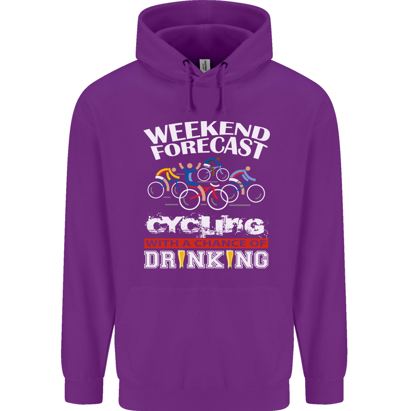 Weekend Forecast Cycling Cyclist Funny Mens 80% Cotton Hoodie Purple
